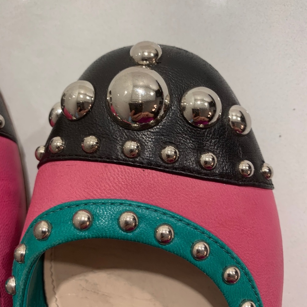 Prada Shoes size 7.5 pink green with brand new soles and serious embellishments - Picture 6 of 12